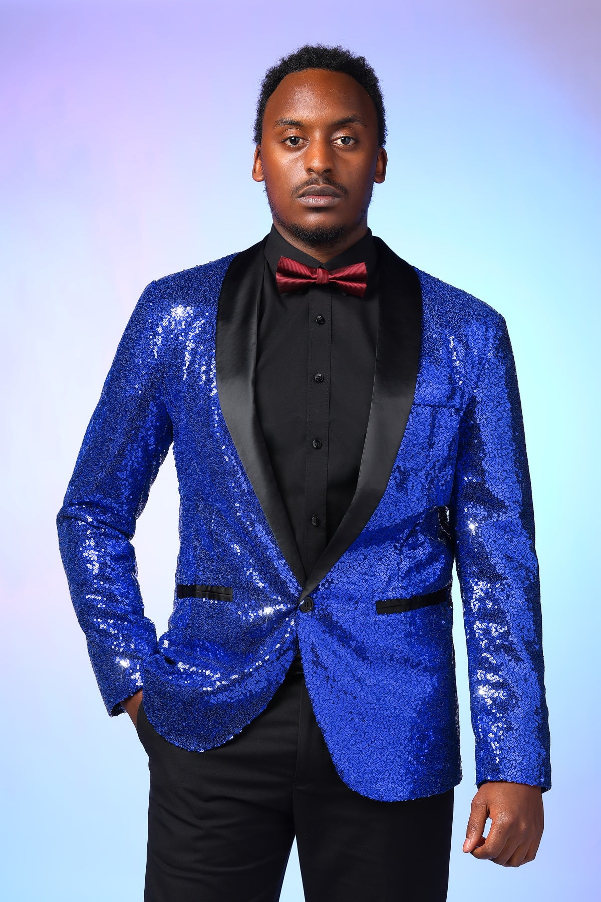 YOUTHUP Mens Shiny Sequin Wedding Suit Blazer