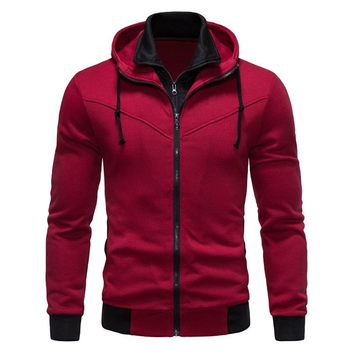 YFFUSHI Mens Casual Sports Hooded Contrast Jacket