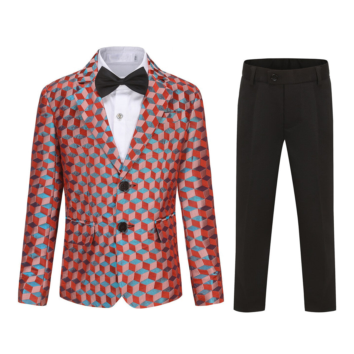 YFFUSHI Boys Suit 2Pcs Check Pattern Blazer Wedding Party Dress