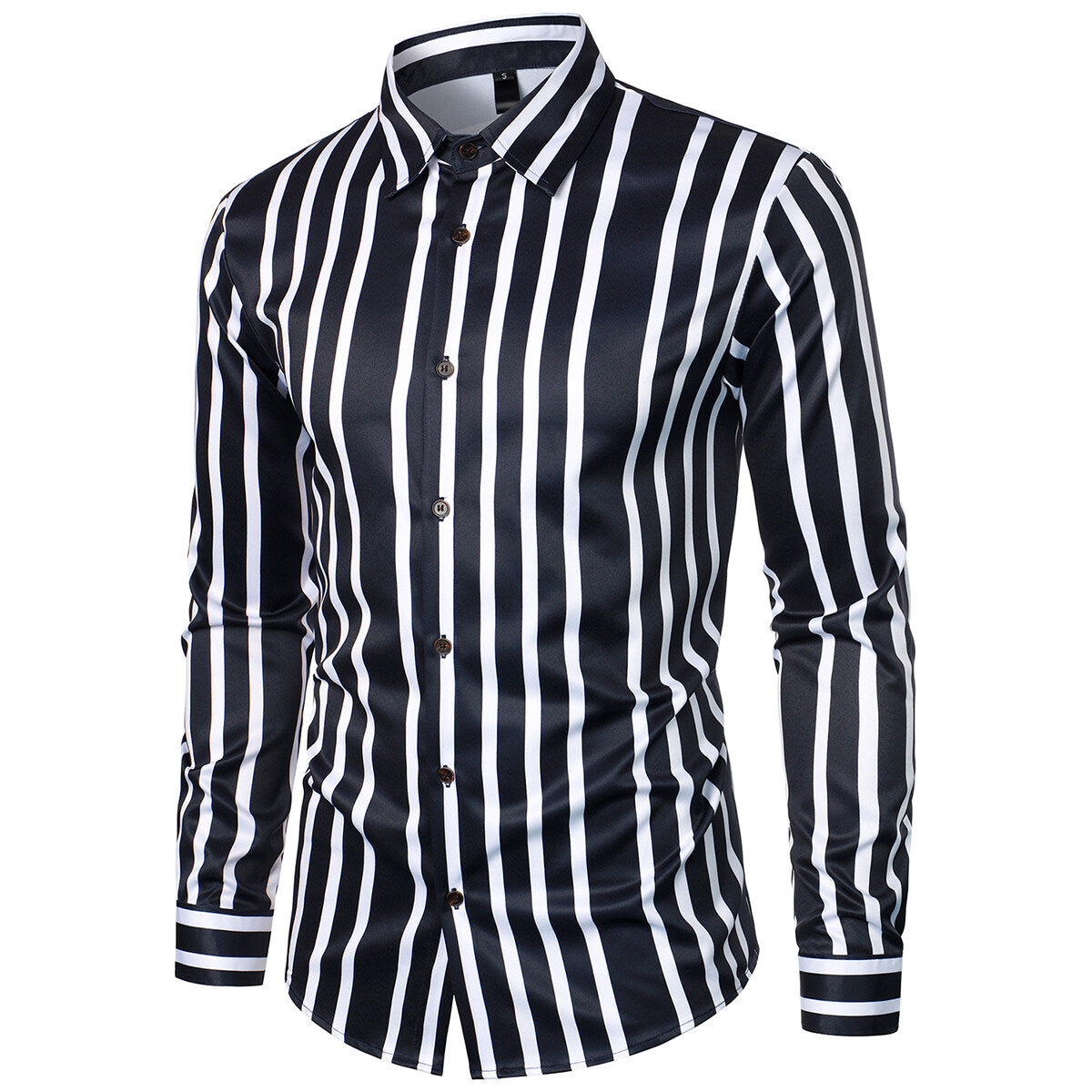 YFFUSHI Mens Casual Striped Shirt Slim Fit Party Holiday Print Tops