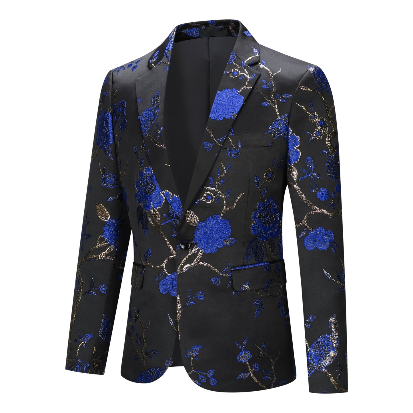 Cloudstyle Men's Embroidery Tux Dress Suit Jacket Formal Print Prom Blazer Dinner Sport Black Coat
