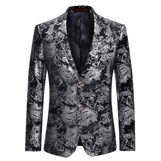 YFFUSHI Mens Dress Floral Suit Jacet Notched Lapel Slim Fit Stylish Blazer
