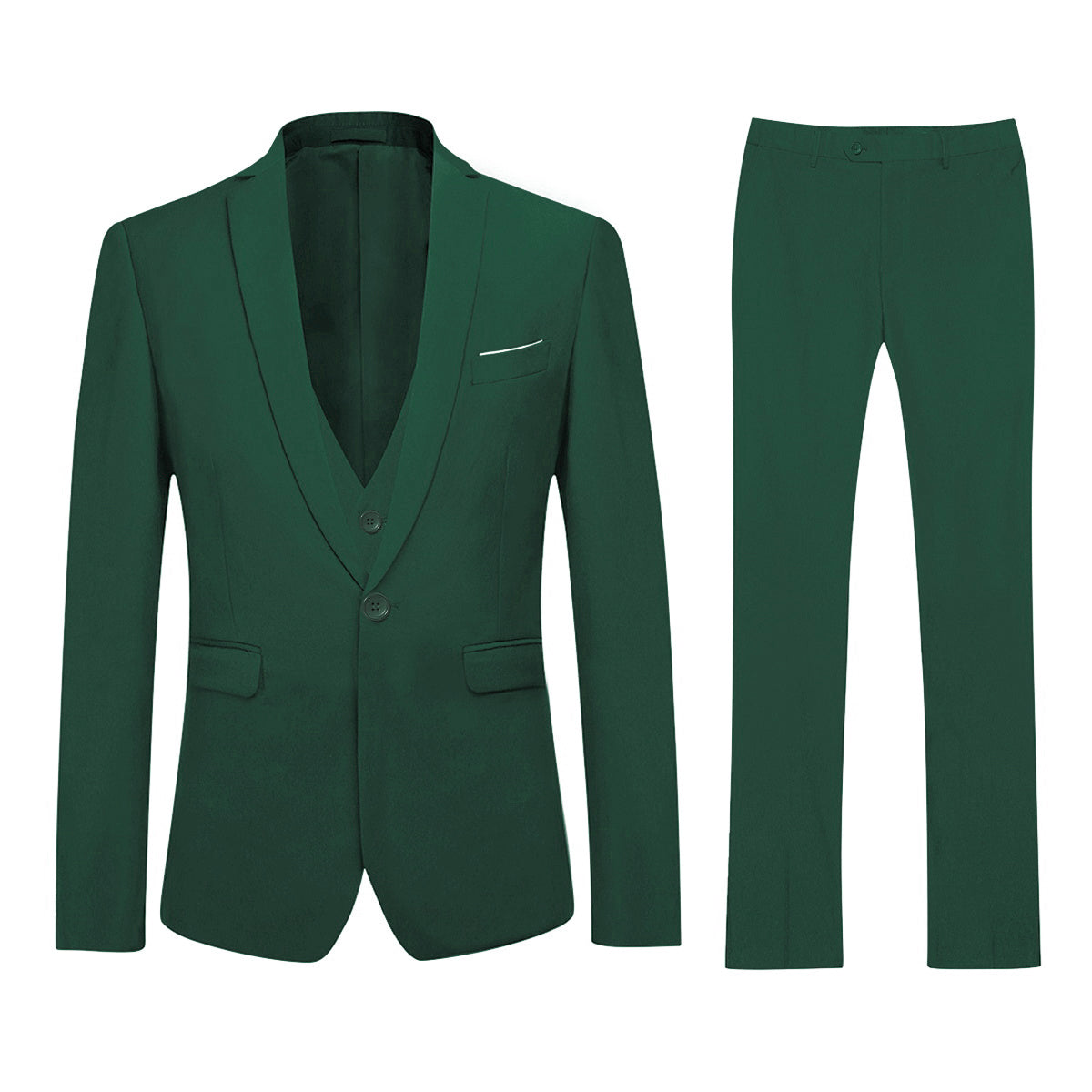 Cloudstyle Mens 3-Piece Suit Notched Lapel One Button Slim Fit Formal Jacket Vest Pants Set