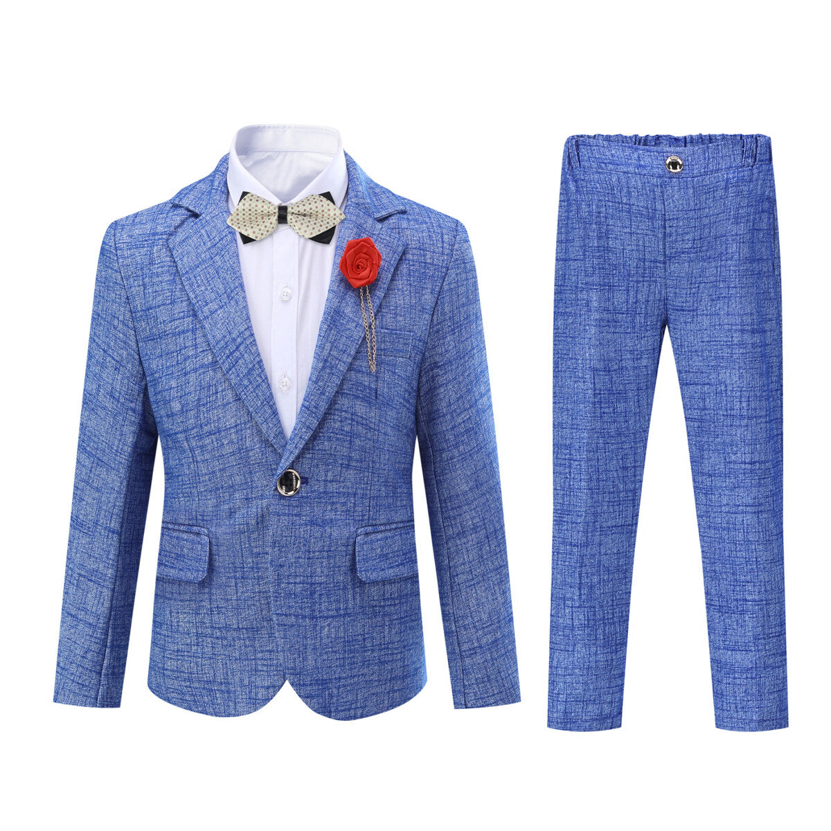 YFFUSHI Boys Suit 4Pcs Dress Wedding Blazer & Pants & Bow Tie & Brooch