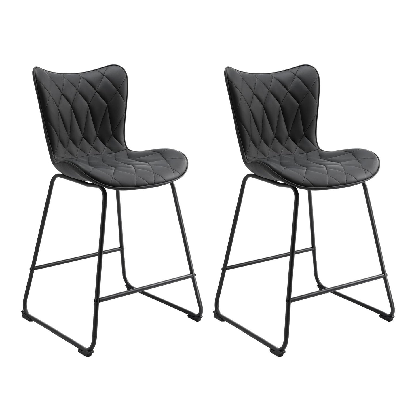 Banco de Bar em Pele de Gato - Diamond Quilted*2 HOMEMIYN (54x53x96 cm - preto)