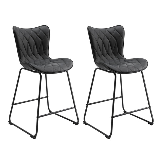 Banco de Bar em Pele de Gato - Diamond Quilted*2 HOMEMIYN (54x53x96 cm - preto)