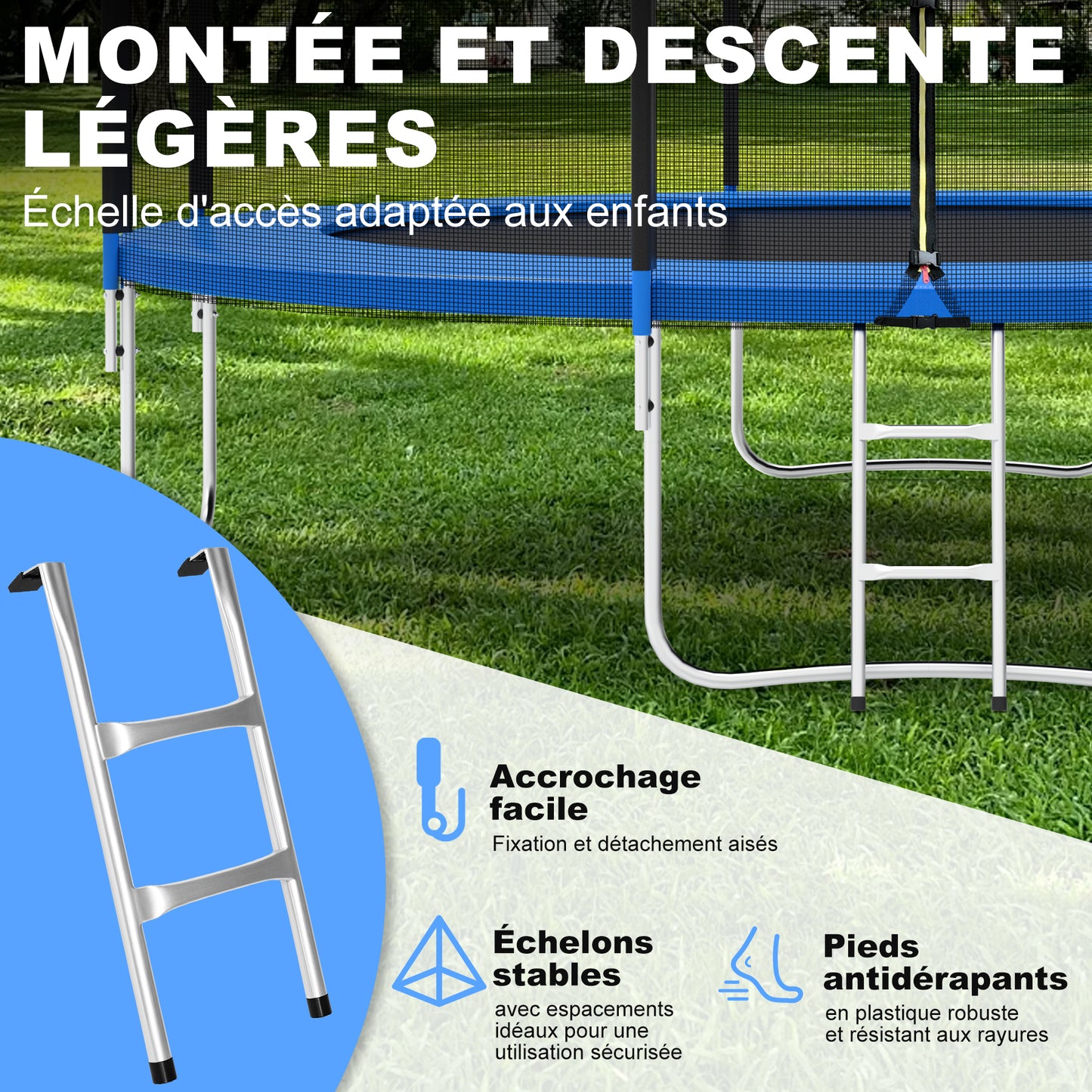 TRAMPOLINE GÉANT 427 CM AVEC FILET DE SÉCURITÉ - JARDIN - ANTI-CORROSION - ENFANTS/ADULTES