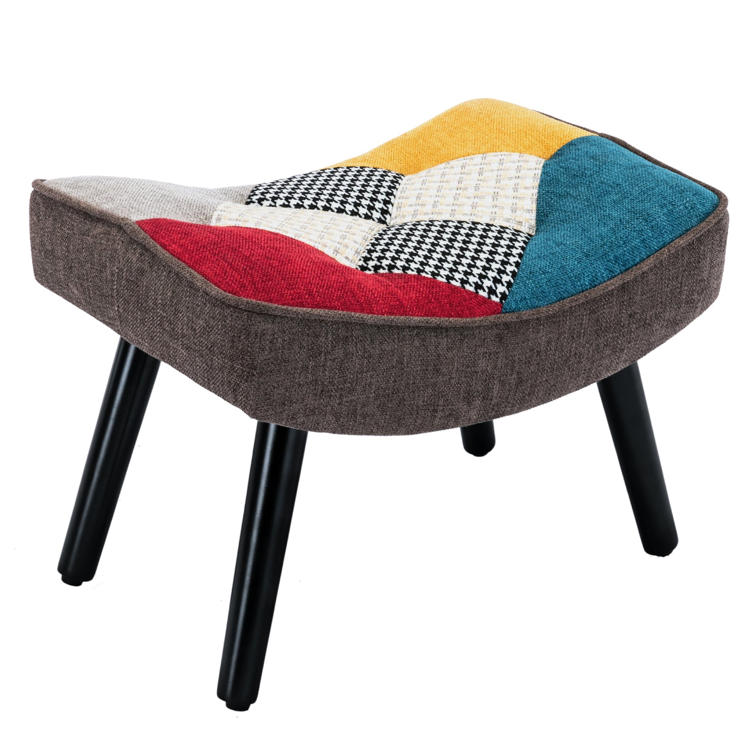 Tabouret pour Fauteuil de Salon Patchwork, Fauteuil à Oreilles, Chaise à Bascule, Pouf d'Appoint Décoratif