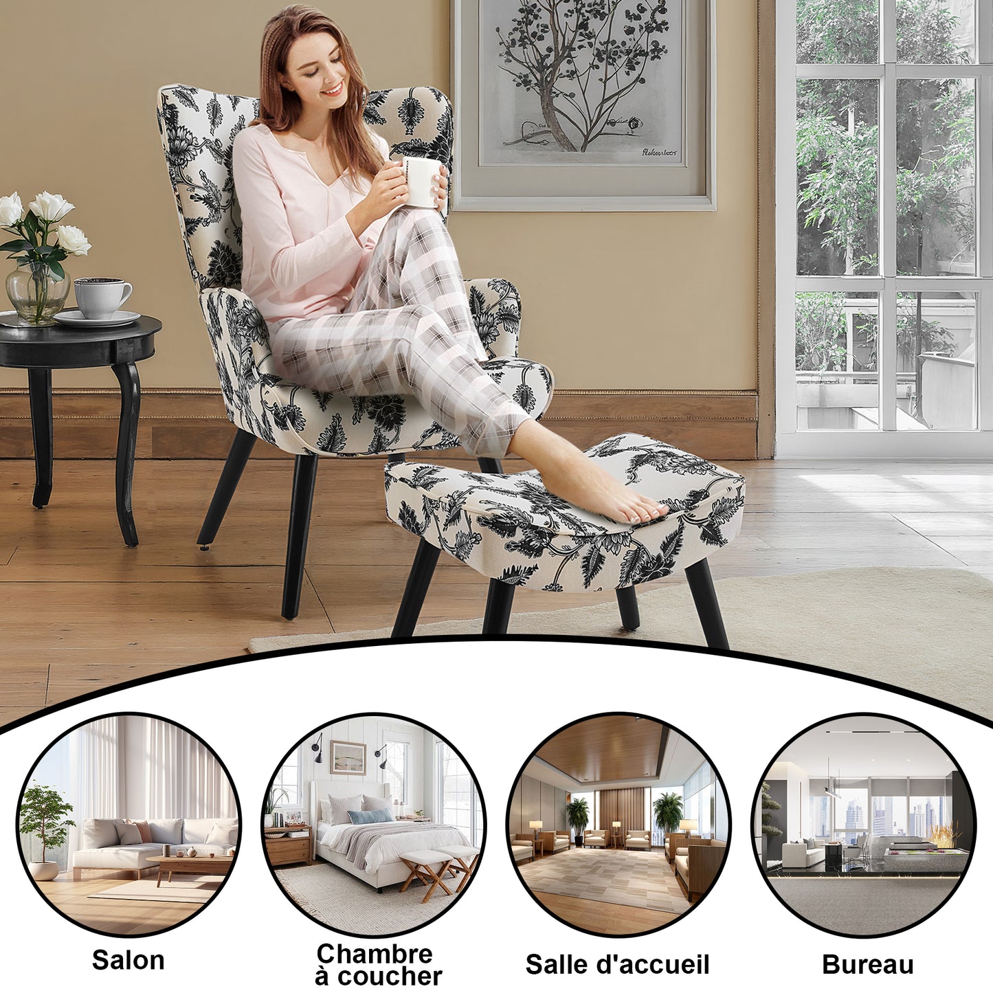 Chaise Rétro HOMEMiYN avec Repose-Pieds : Style Éclatant et Confort Inégalé