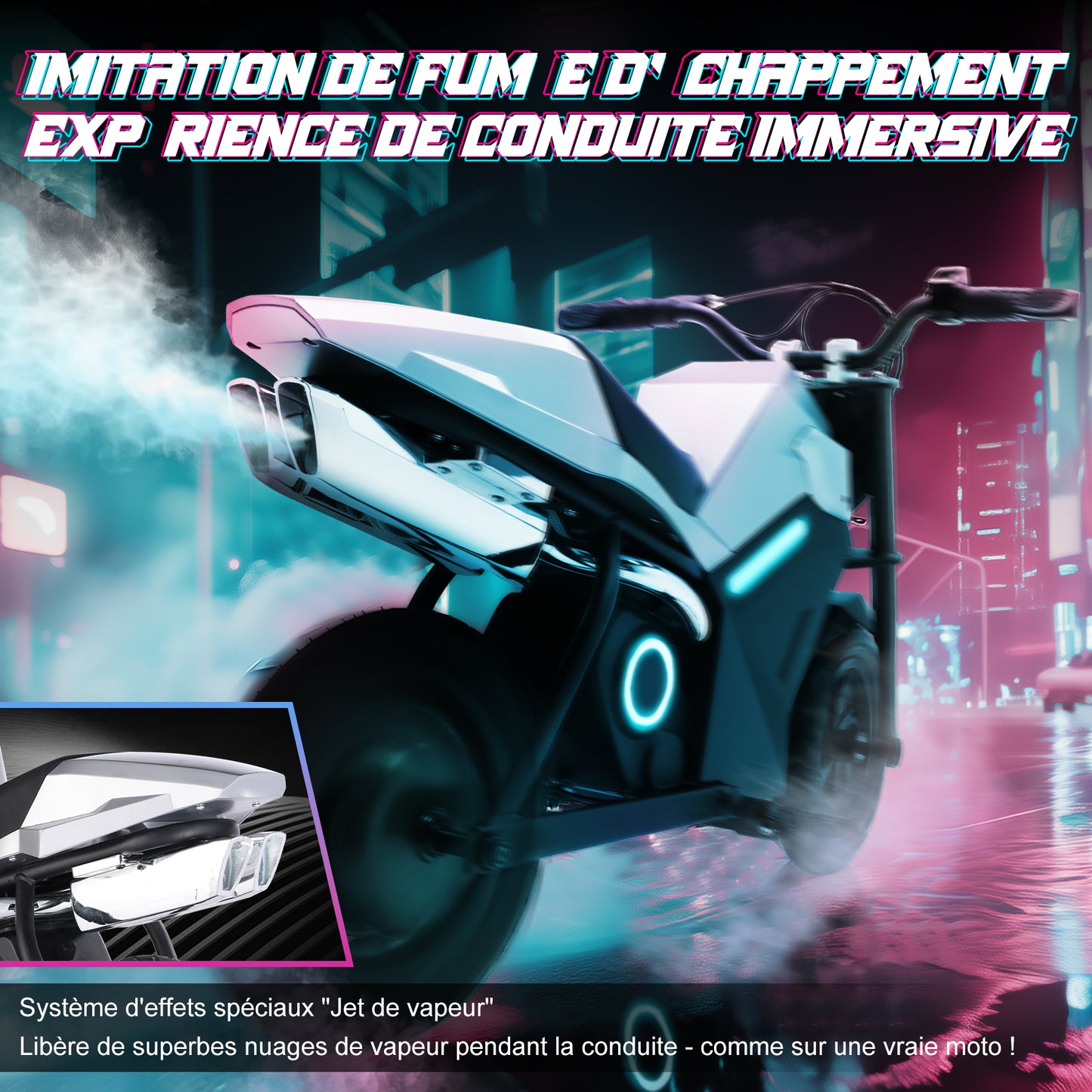 Moto électrique pour enfants, 16 km/h, 250 W, 12,5", 3 vitesses, LED