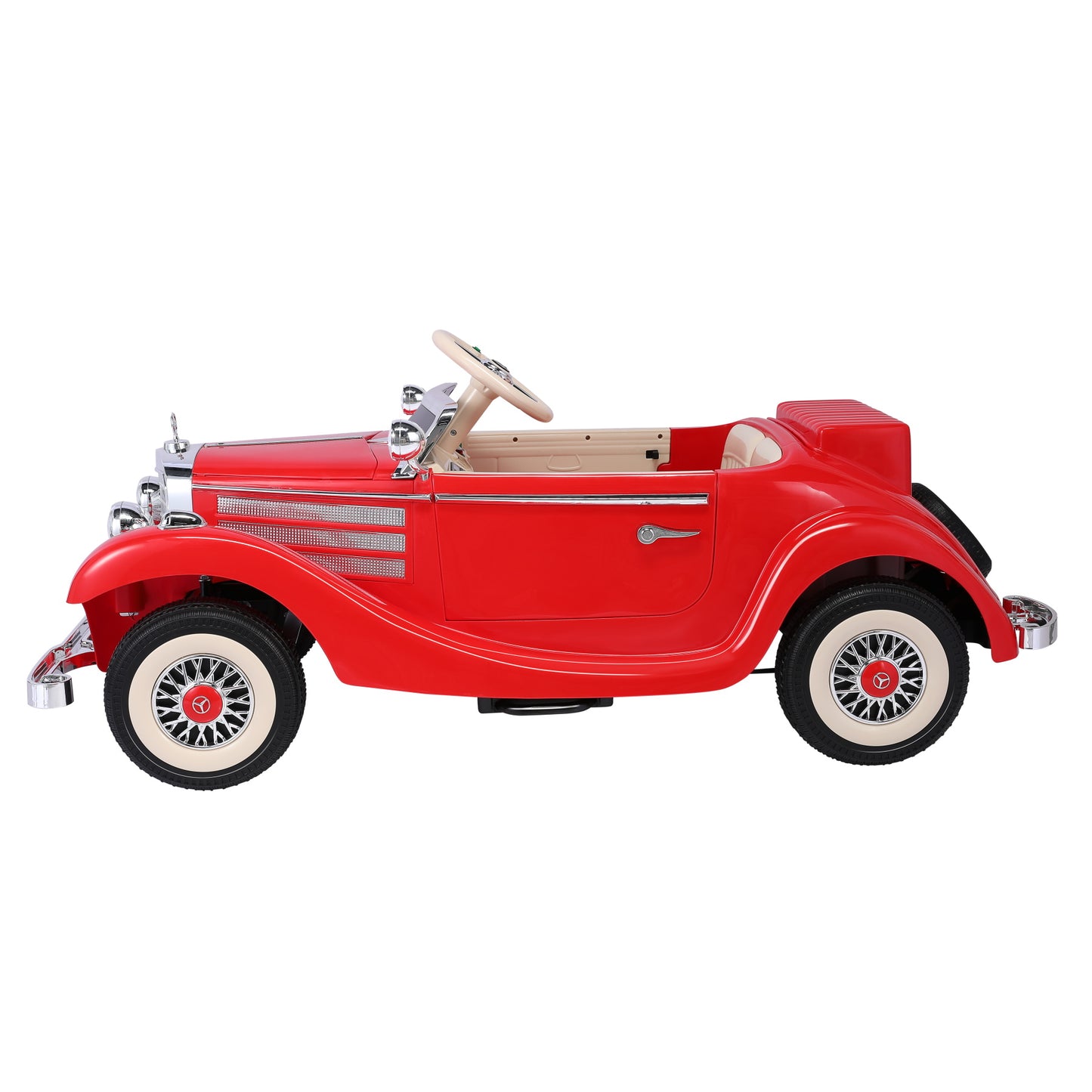 Carro elétrico retro para crianças - ORYXEARTH - Vermelho - Bateria 12V - Velocidade 3-6 km/h