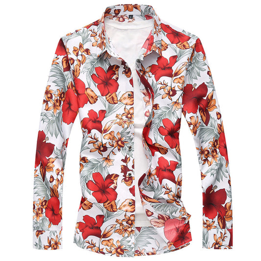 YFFUSHI Mens Floral Shirt Funky Printed Flower Dress Button Down Aloha Hawaiian