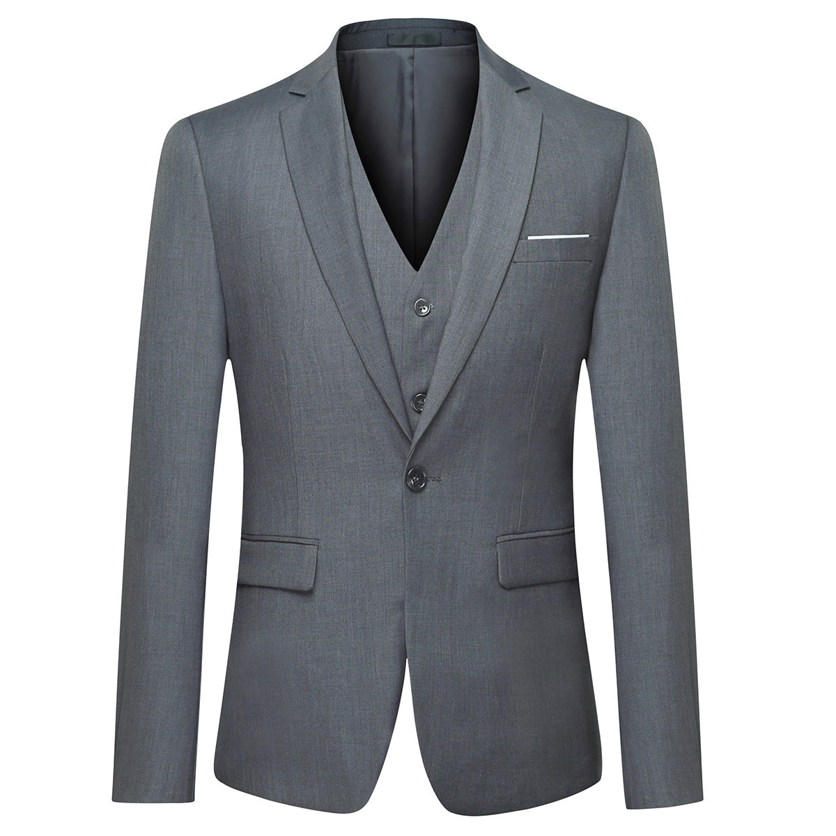 Cloudstyle Mens 3-Piece Suit Notched Lapel One Button Slim Fit Formal Jacket Vest Pants Set