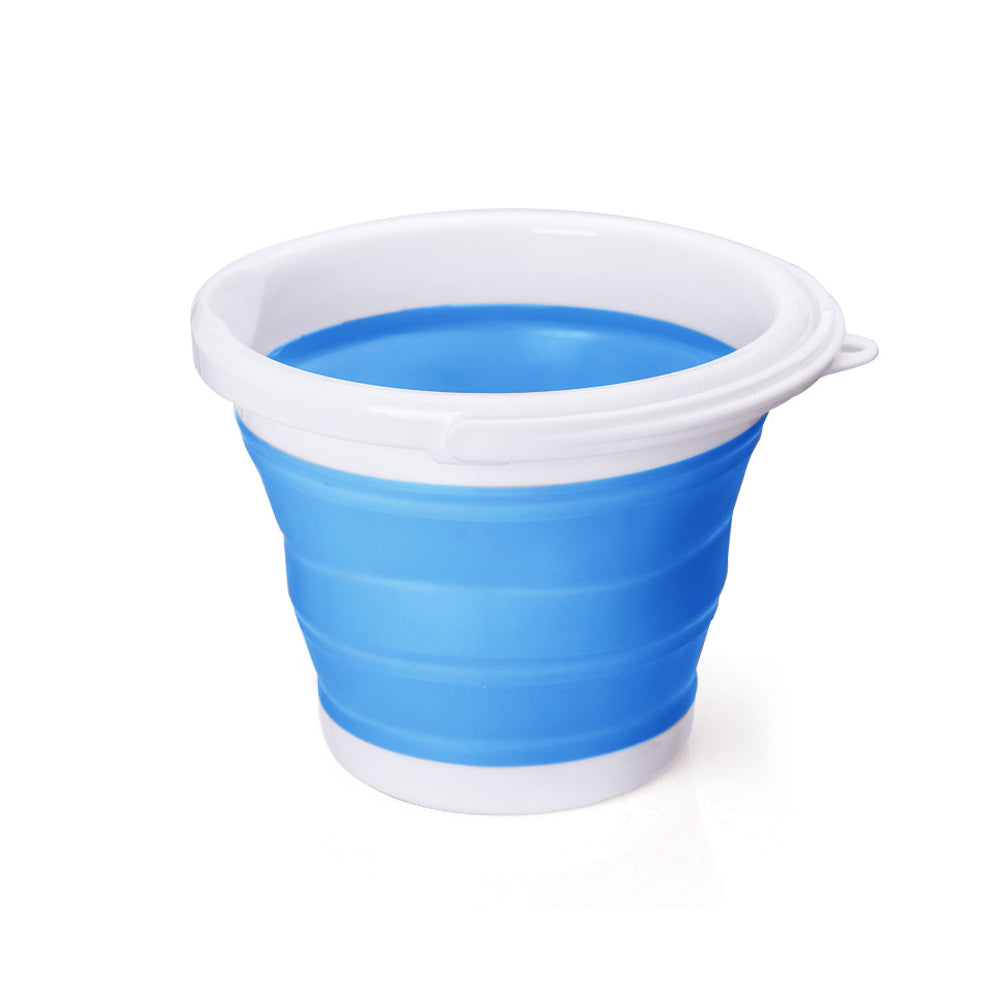 Cubo plegable de silicona de 5 L - Práctico cubo redondo - Contenedor de agua portátil para cocina, hogar, camping, pesca y lavado de coches (azul)