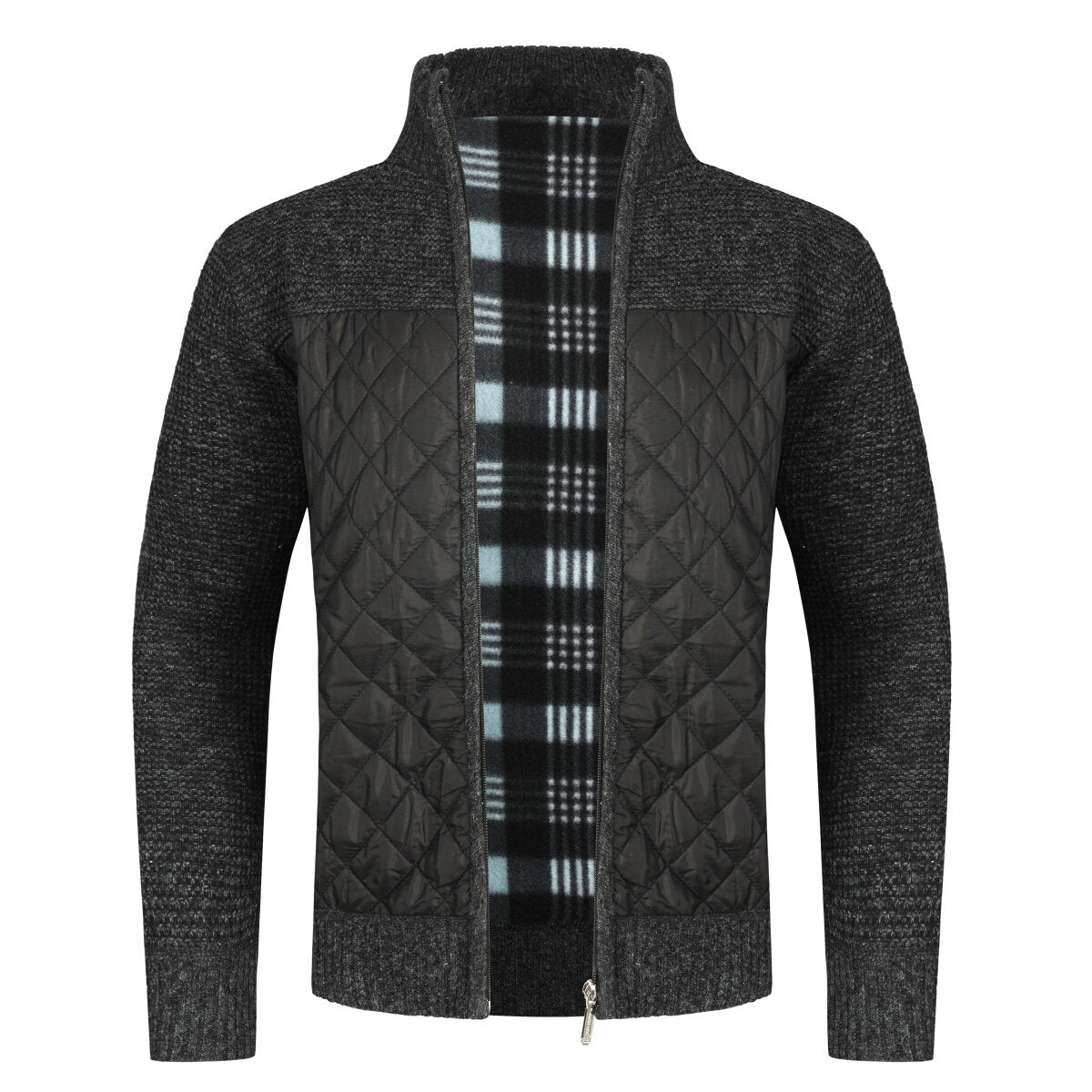 YOUTHUP Mens Stand Collar Pullover Sweater Slim Fit Knit Jacket