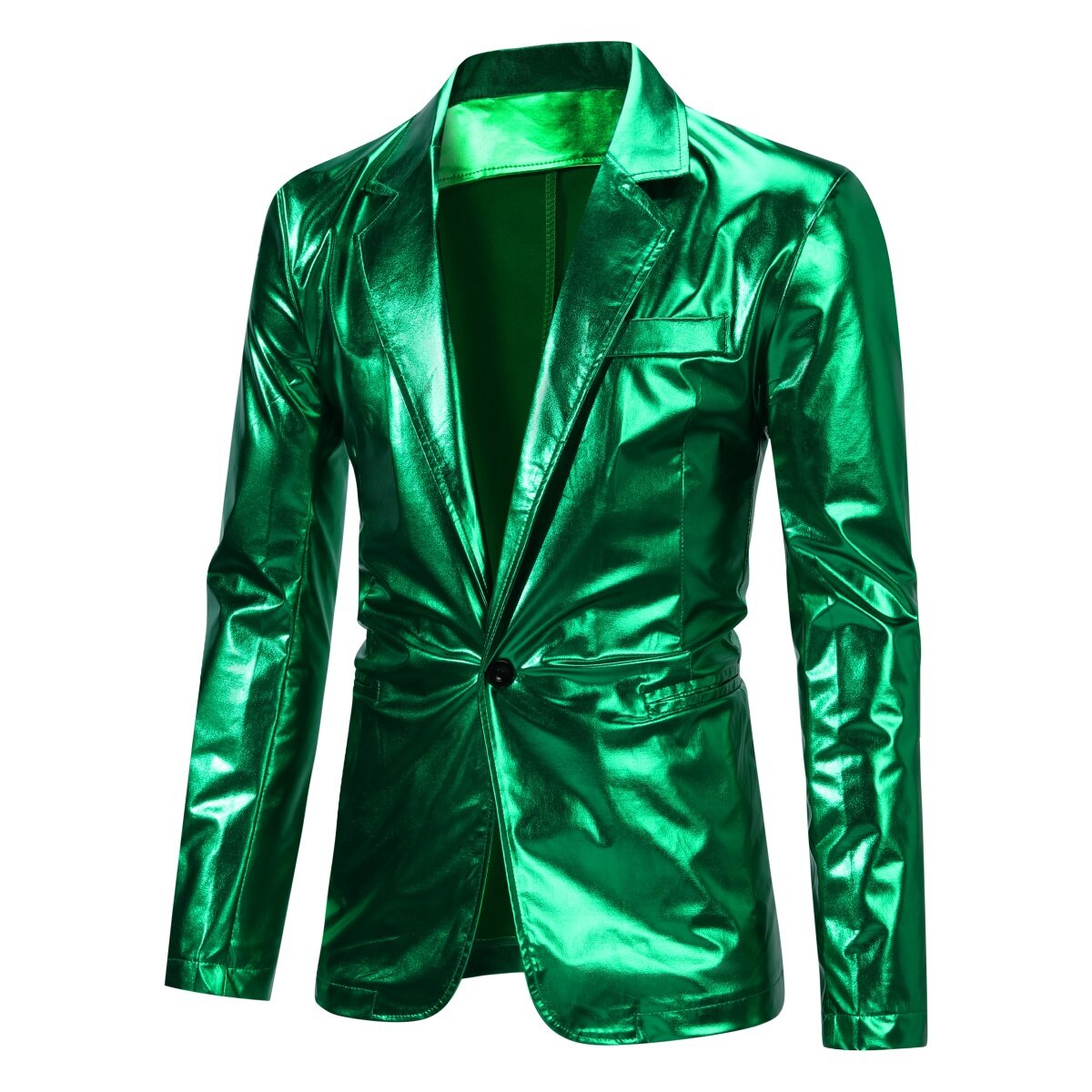 YOUTHUP Mens 2Pce Suit Glossy Shiny Tuxedo Waterproof Blazer and Pants