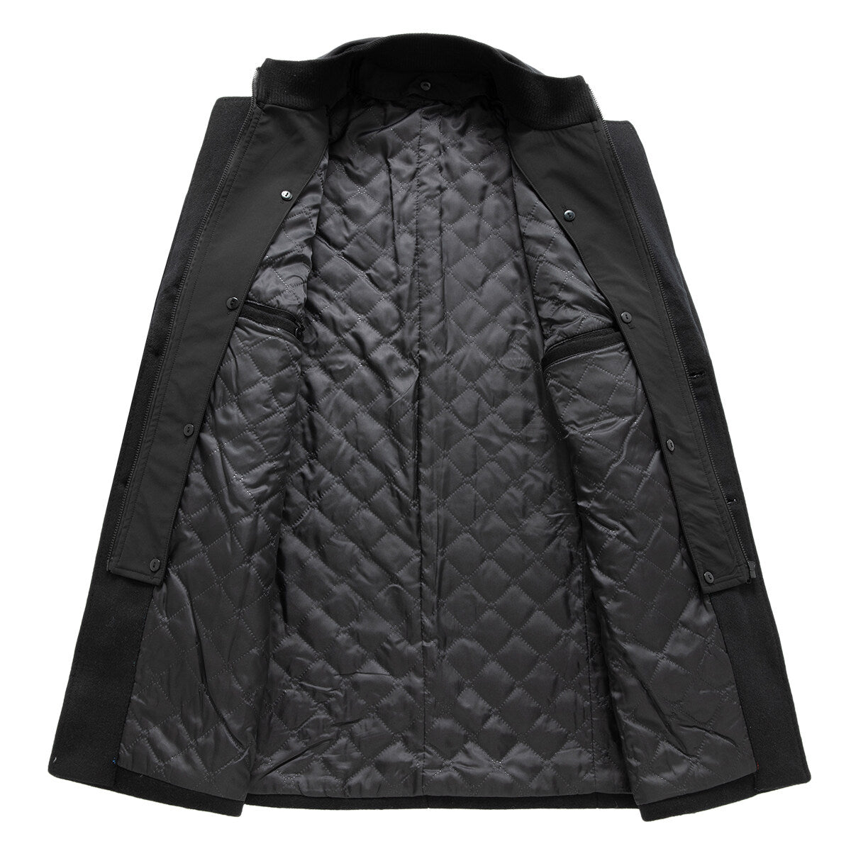 YFFUSHI Mens Thick Long Coat Double Collar Windproof Warm Casual Coat