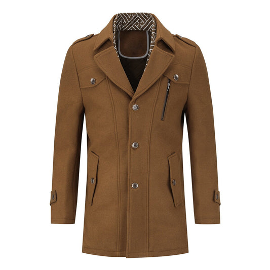 YFFUSHI Mens Thermal Wool Coat Casual Outing Lapel Jacket