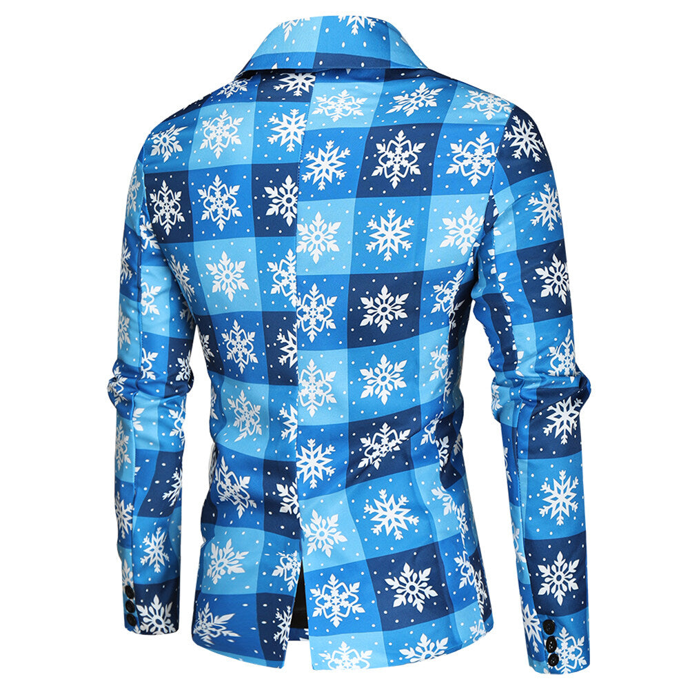 YFFUSHI Mens 2 Piece Suit Snow Plaid Single Breasted Holiday Dress for Dinner or Party