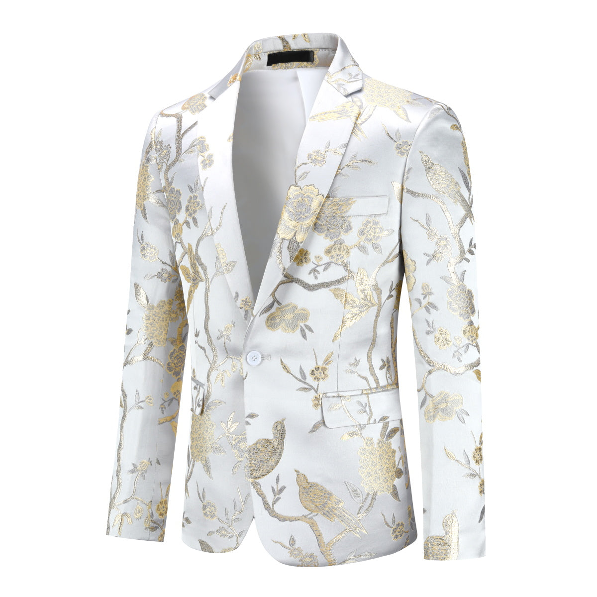 Cloudstyle Men's Embroidery Tux Dress Suit Jacket Formal Print Prom Blazer Dinner Sport Black Coat
