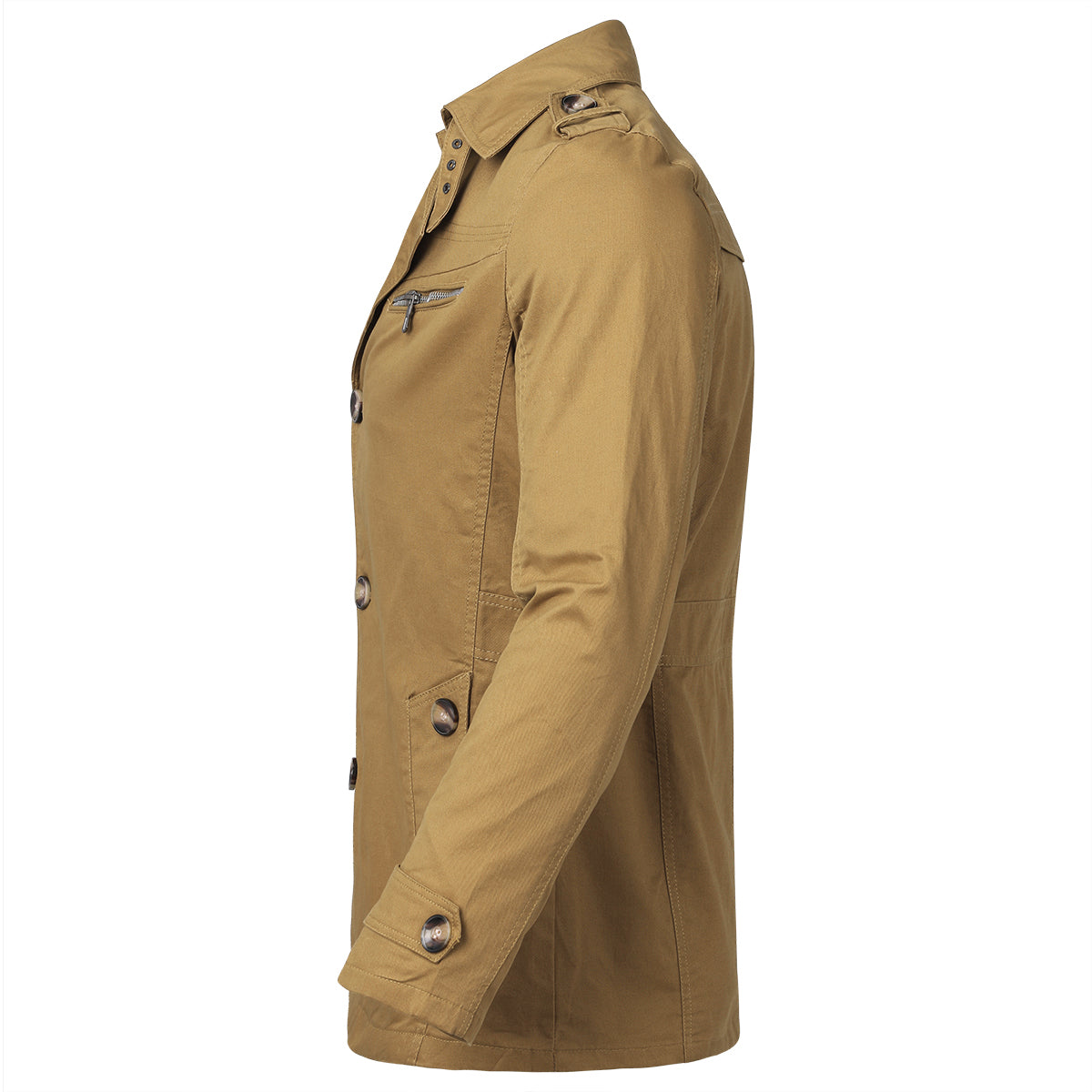 Mens Single Breasted Windproof Overcoat Long Style Jacket