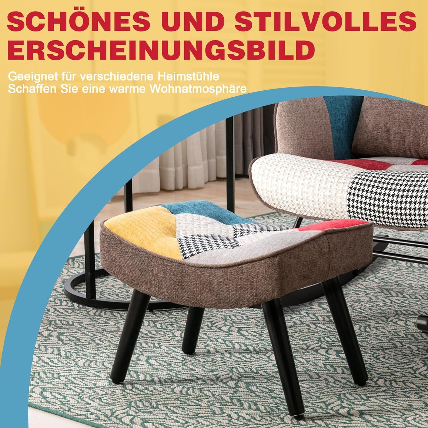Fußhocker aus Textil in Colorblock