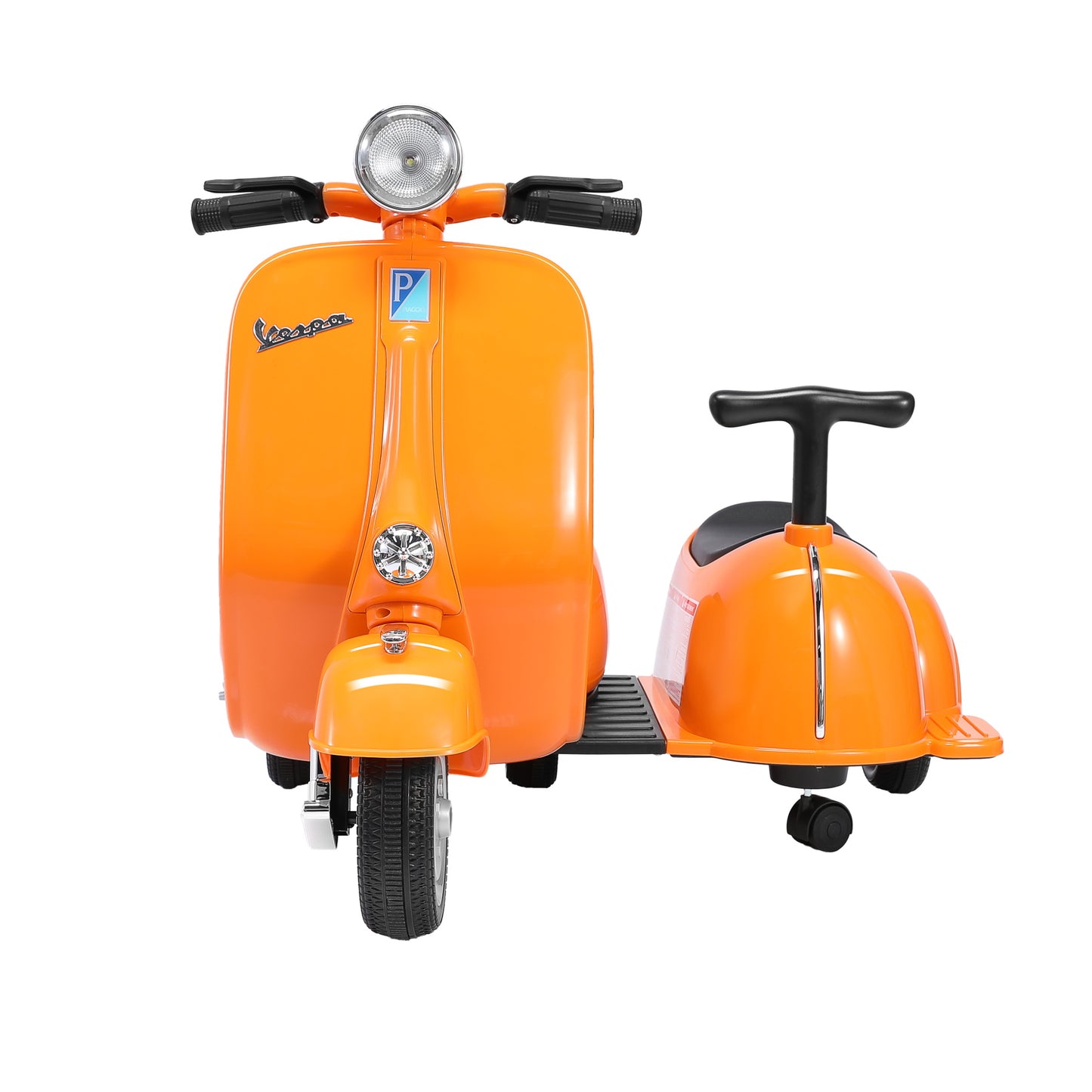 Vespa scooter moto électrique double pour enfants - ORYXEARTH - Orange - 6V - 4 roues
