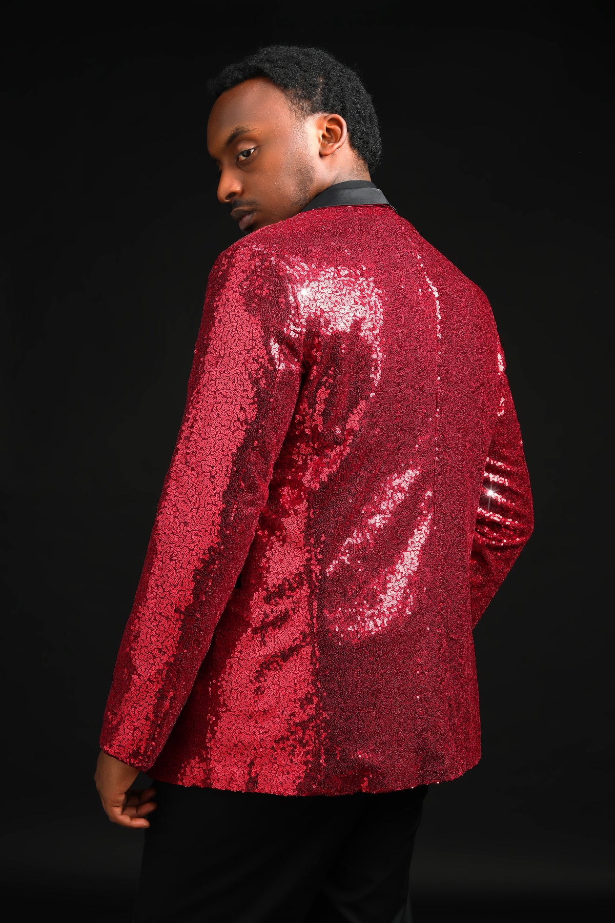YOUTHUP Mens Shiny Sequin Wedding Suit Blazer