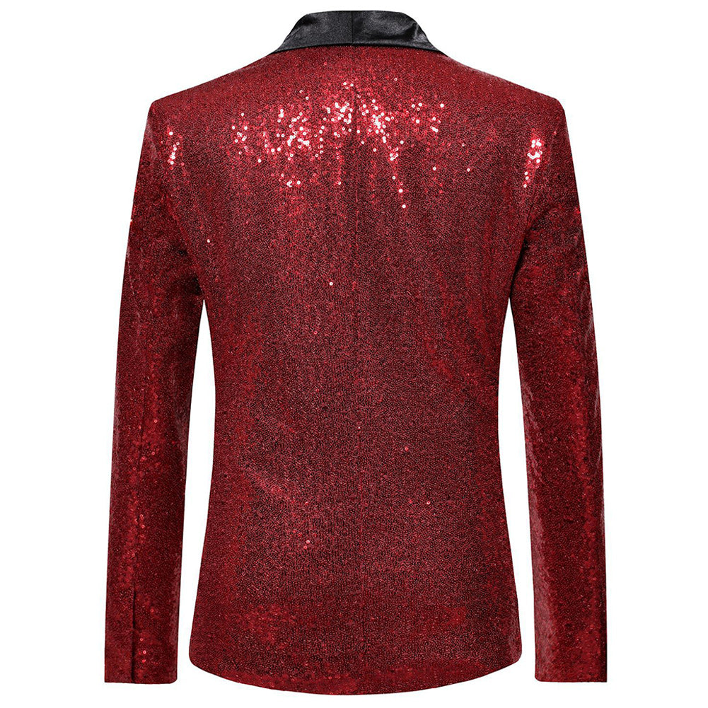 YOUTHUP Mens Shiny Sequin Wedding Suit Blazer