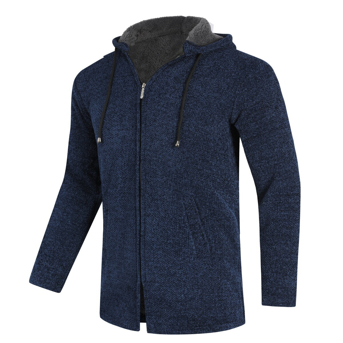 YFFUSHI Mens Hooded Plush Long Cardigan