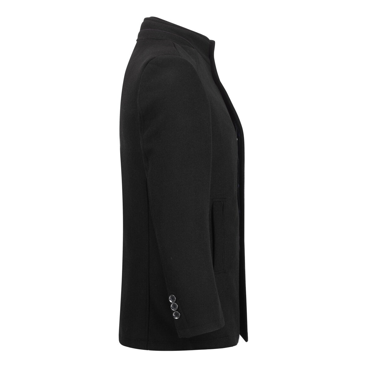YFFUSHI Mens Casual Stand Collar Thickened Warm Wool Coat With Vest