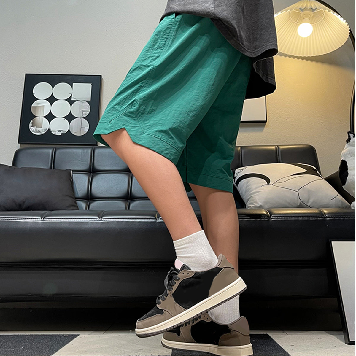 YFFUSHI Mens Drawstring Straight Sportsman Shorts Cropped Pants