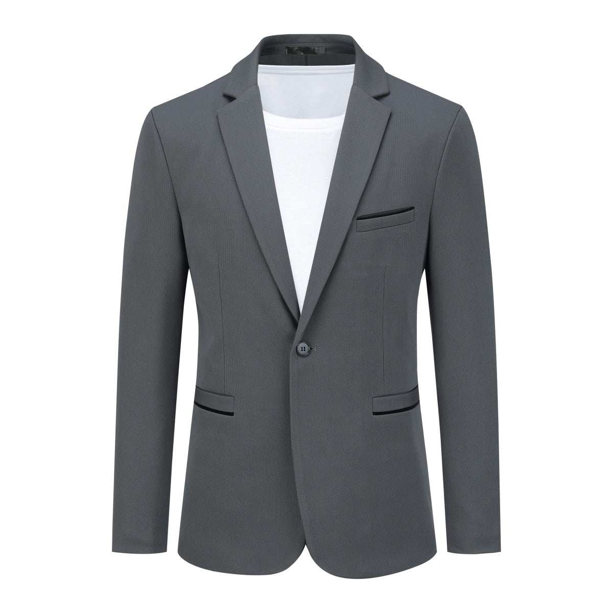 Cloudstyle Men's Suit Jacket One Button Slim Fit  Business Daily Black Blazer