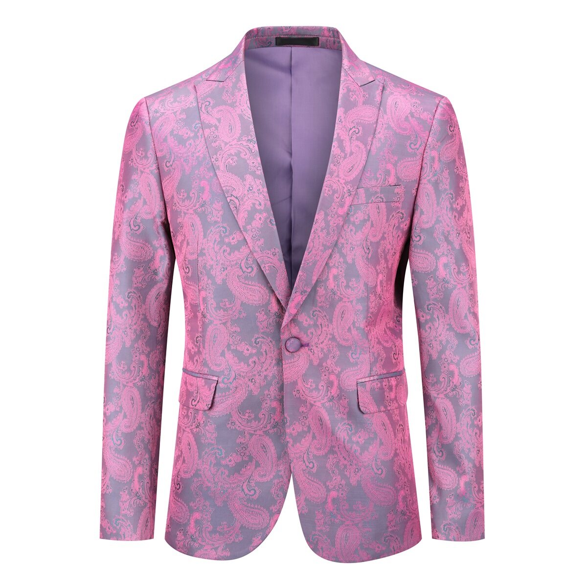 YFFUSHI Mens 2 Piece Paisley 1 Button Lapel Formal Suit Set