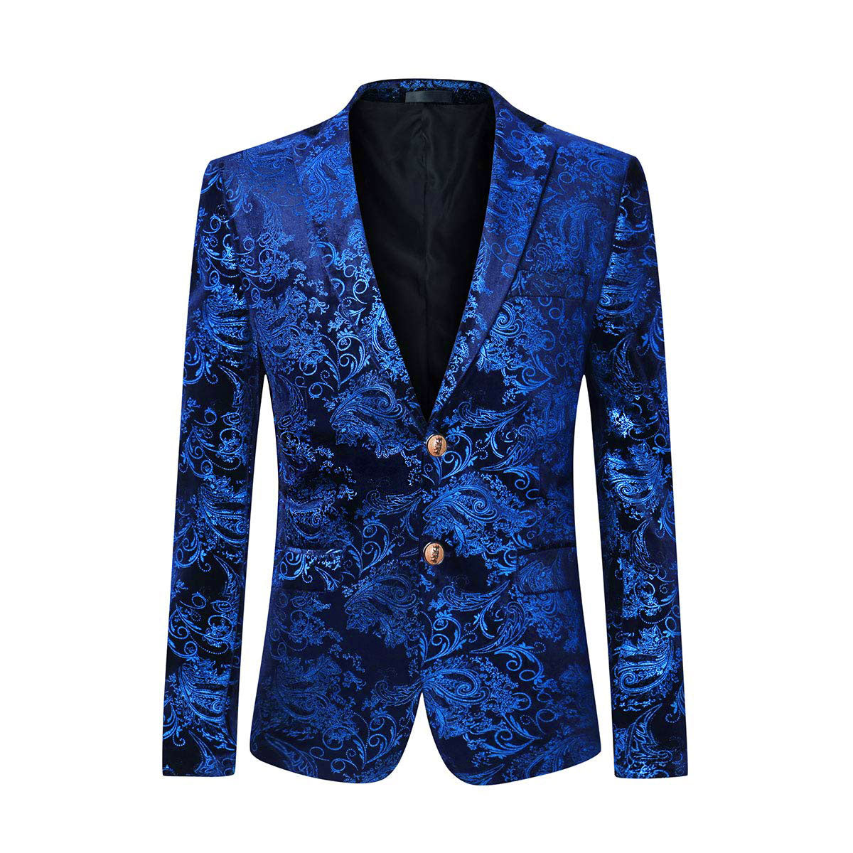 Cloudstyle Men's Dress Floral Suit Notched Lapel Slim Fit Stylish Blazer Dress Golden Suit