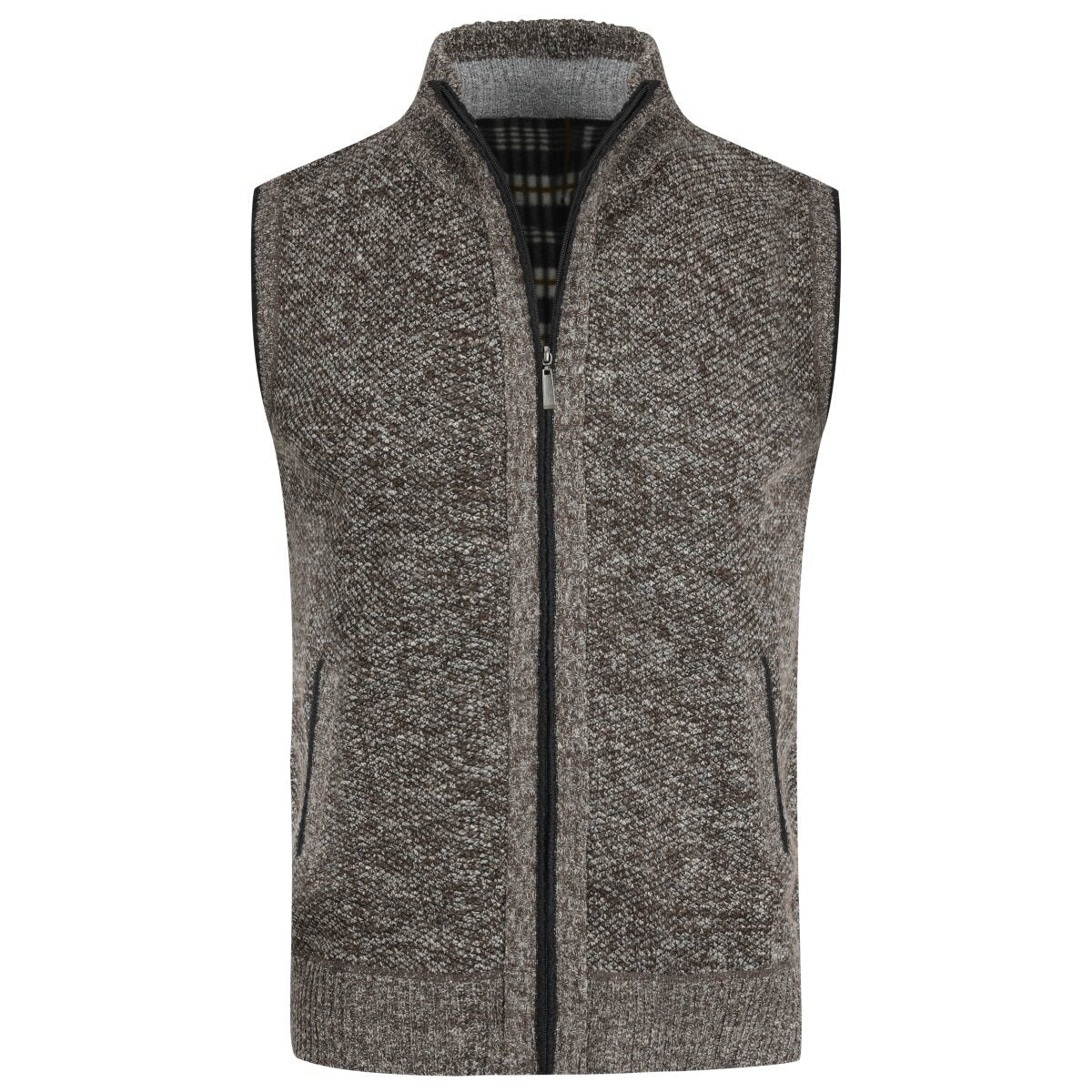 YFFUSHI Mens Knitted Gilet Fleece Lining Quilted Cardigan