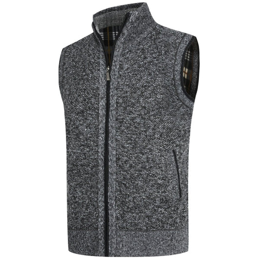 YFFUSHI Mens Knitted Cardigan Fleece Lining Quilted Winter Thick Sleeveless Jacket