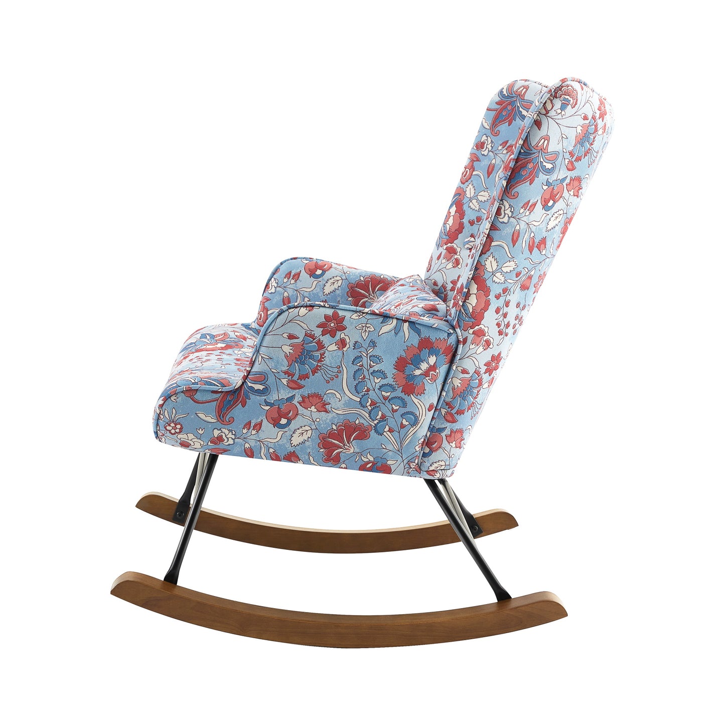 Cadeira de Balanço HomeMiYN com Banco Acompanhante (87x66x90cm - Metal/Madeira - dente-de-leão)