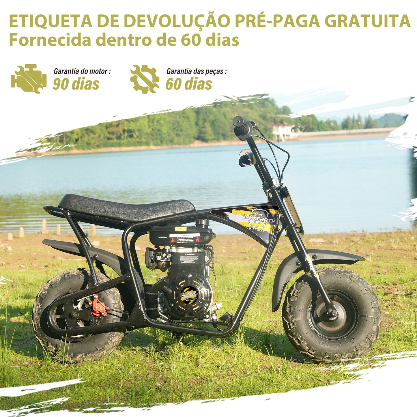 Mota Infantil Off-Road HOMEMIYN 105cc(100x38x66.5 cm - Motor 4-Tempos a Amarelo Automática - Idade 13+)