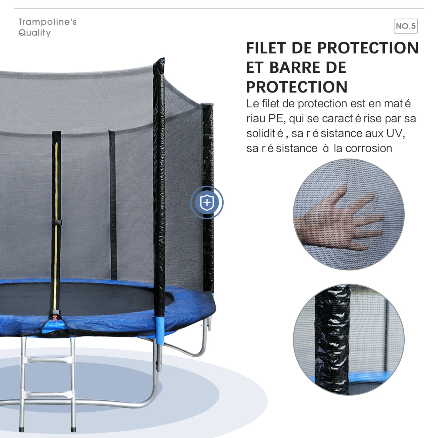 Gartentrampolin Outdoor-Spielzeug für Kinder und Erwachsene 244 cm Schwarz und Blau mit Sicherheitsnetz Schutzhülle