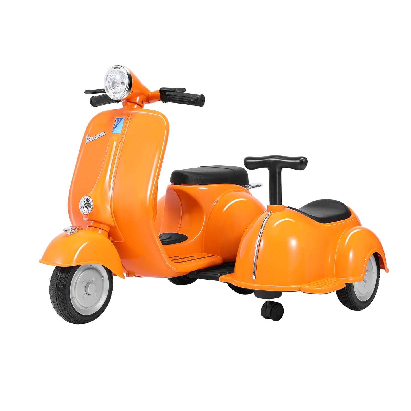 Vespa scooter moto électrique double pour enfants - ORYXEARTH - Orange - 6V - 4 roues