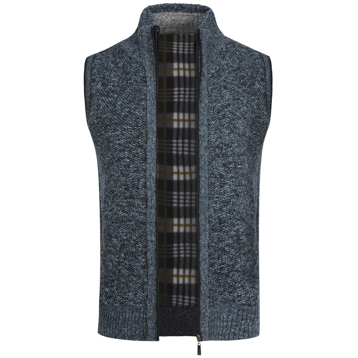 YFFUSHI Mens Knitted Gilet Fleece Lining Quilted Cardigan