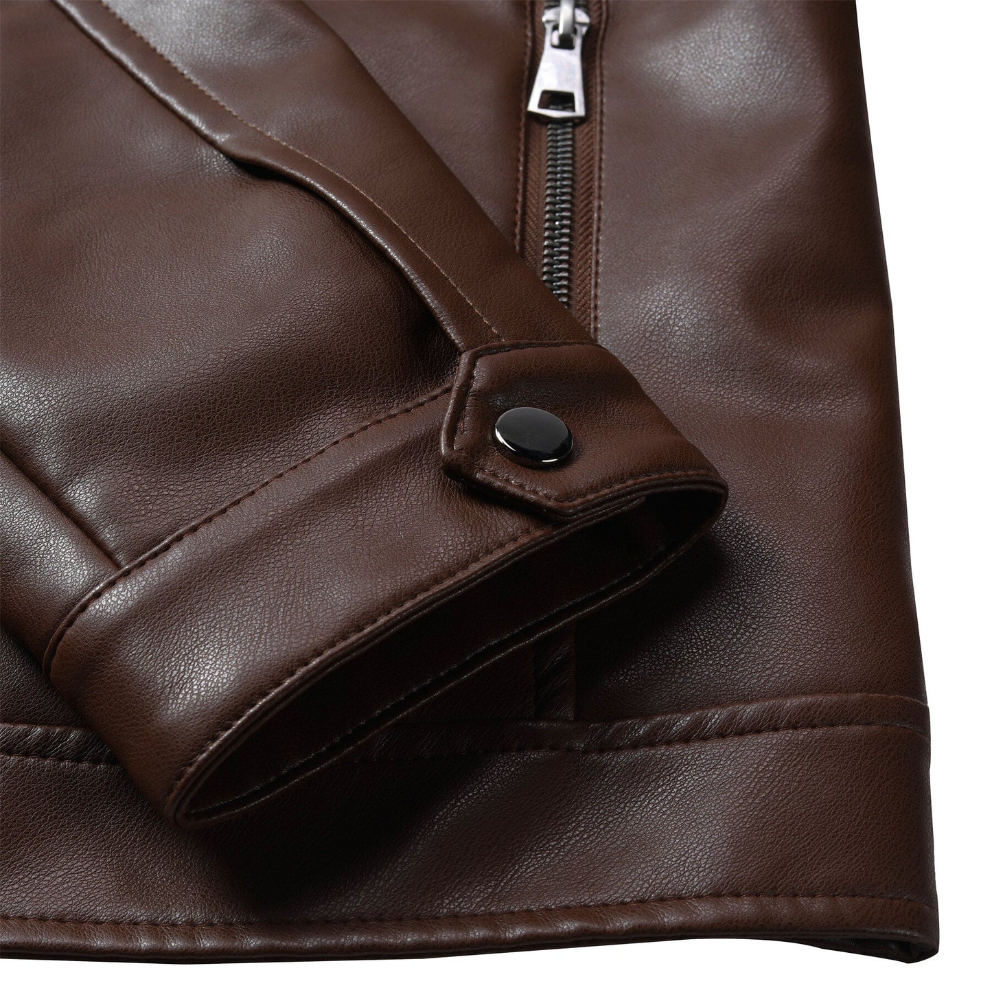 YFFUSHI Mens Simple Daily Workwear Motorcycle Leather Jacket