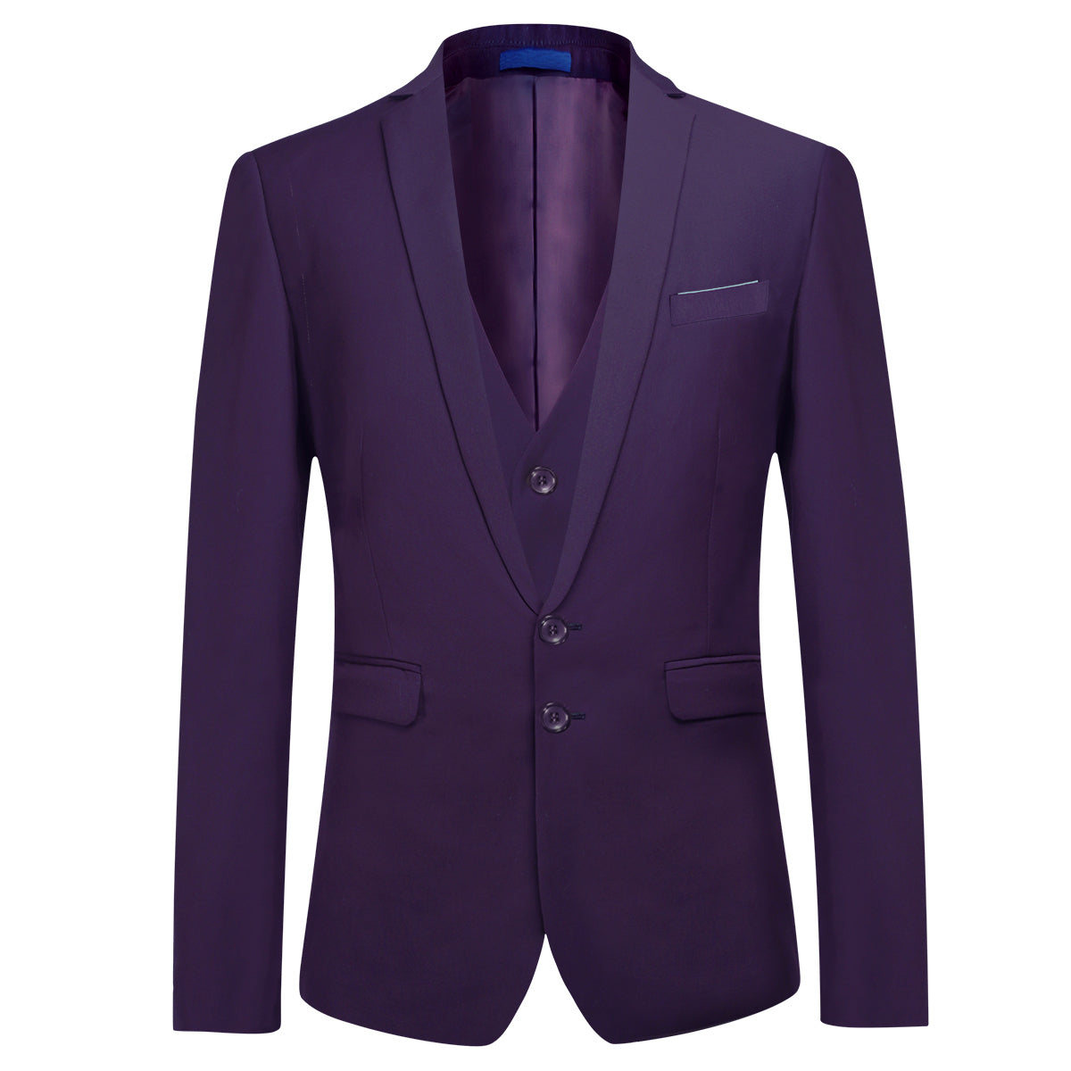 Cloudstyle Men's 3-Piece 2 Buttons Slim Fit Solid Color Jacket Smart Wedding Formal Suit