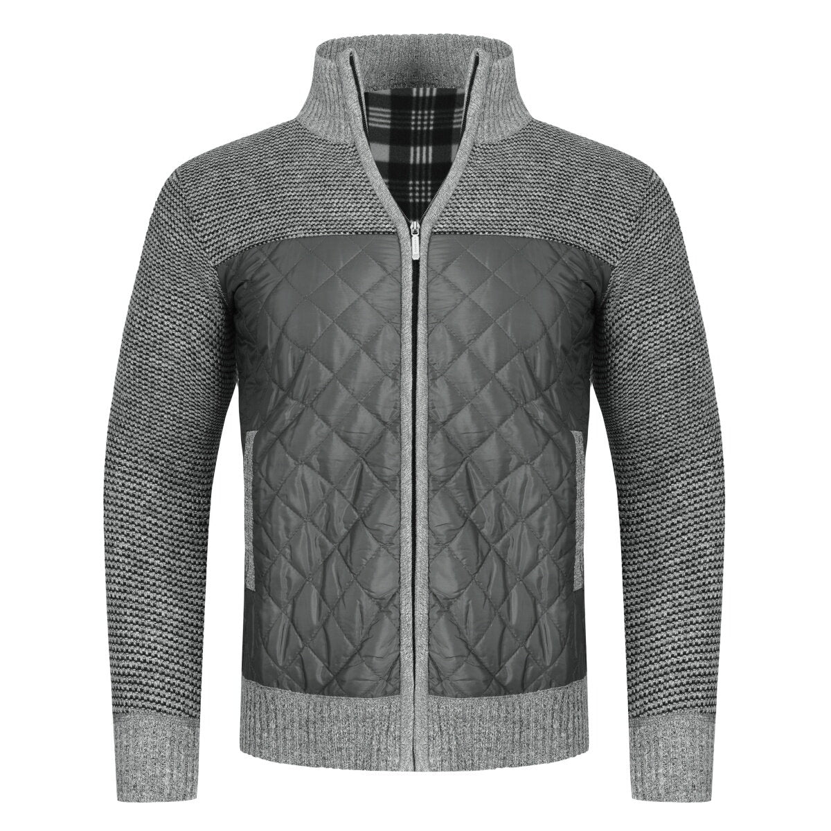 YOUTHUP Mens Stand Collar Pullover Sweater Slim Fit Knit Jacket