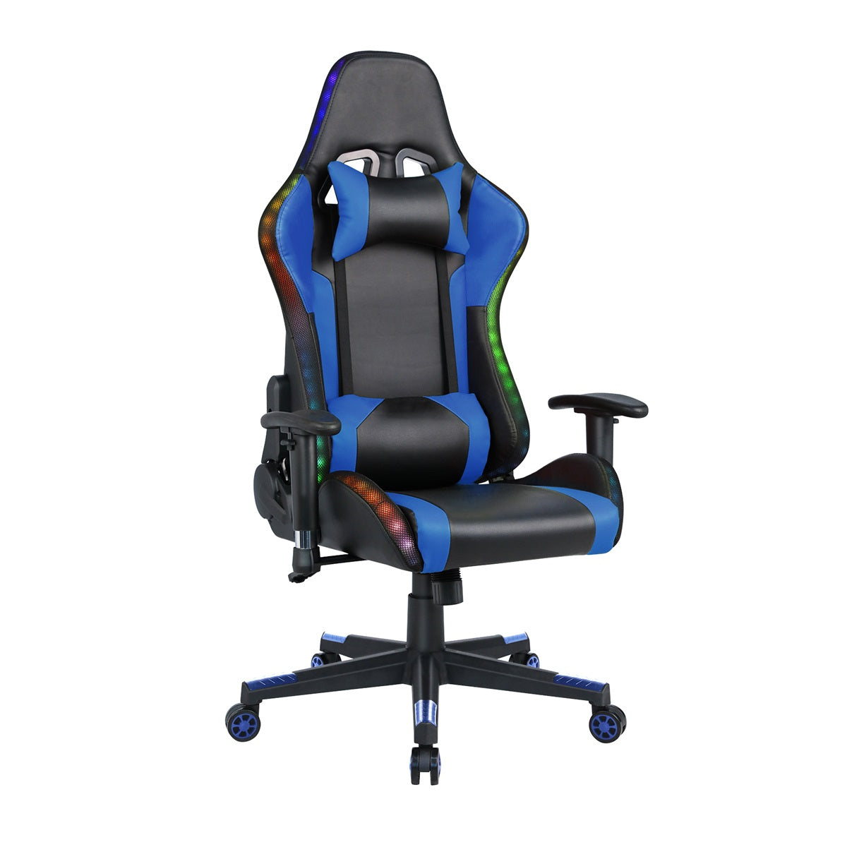 Cadeira de jogo com luzes LED RGB e alto-falantes Cadeira de gaming Cadeira de escritório estilo racing Cadeira PC de couro PU