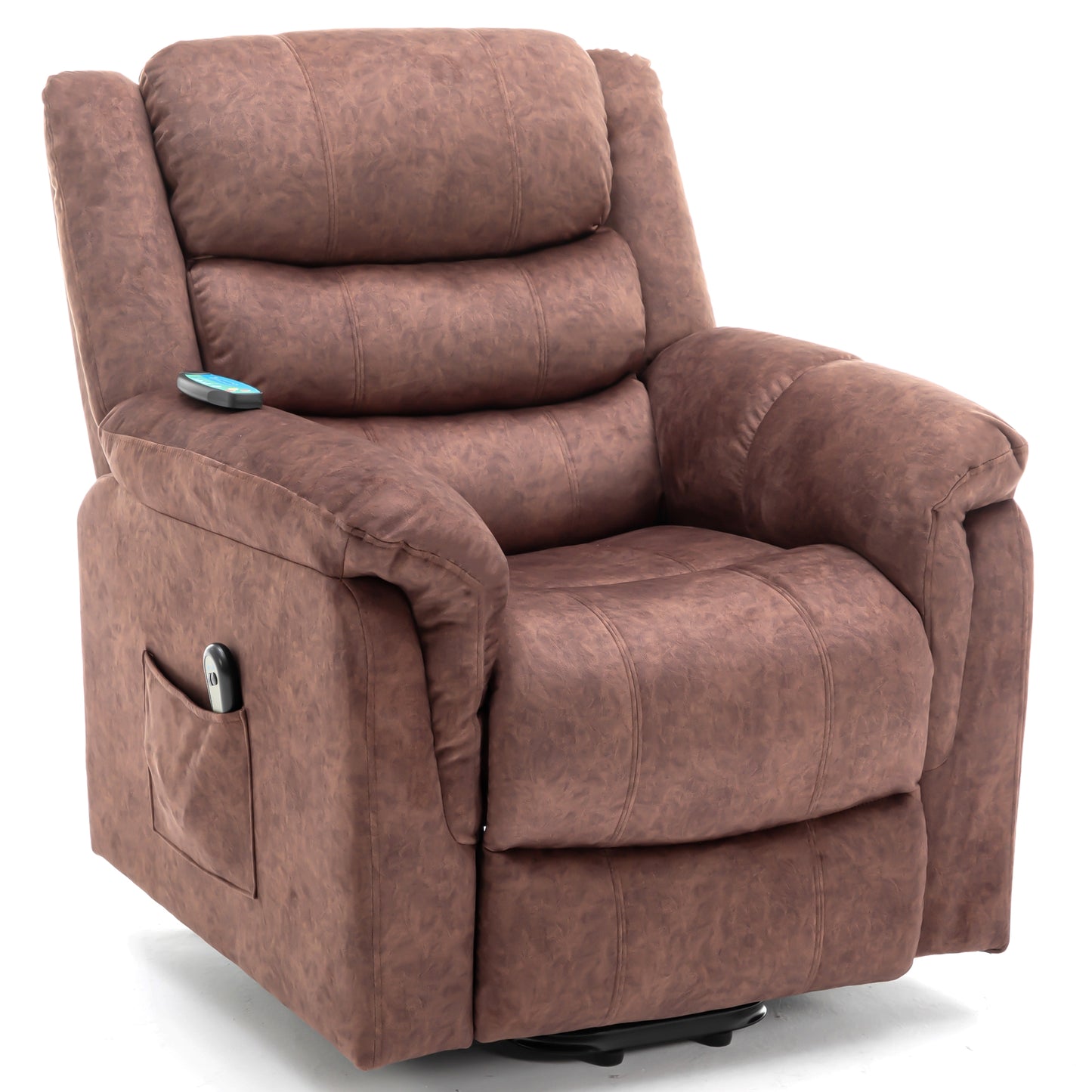 Fauteuil releveur électrique en cuir PU Best Choice Products, fauteuil de massage inclinable, meuble réglable pour le dos, pieds avec 3 positions, port USB, chauffage, porte-gobelets, bouton latéral facile d'accès