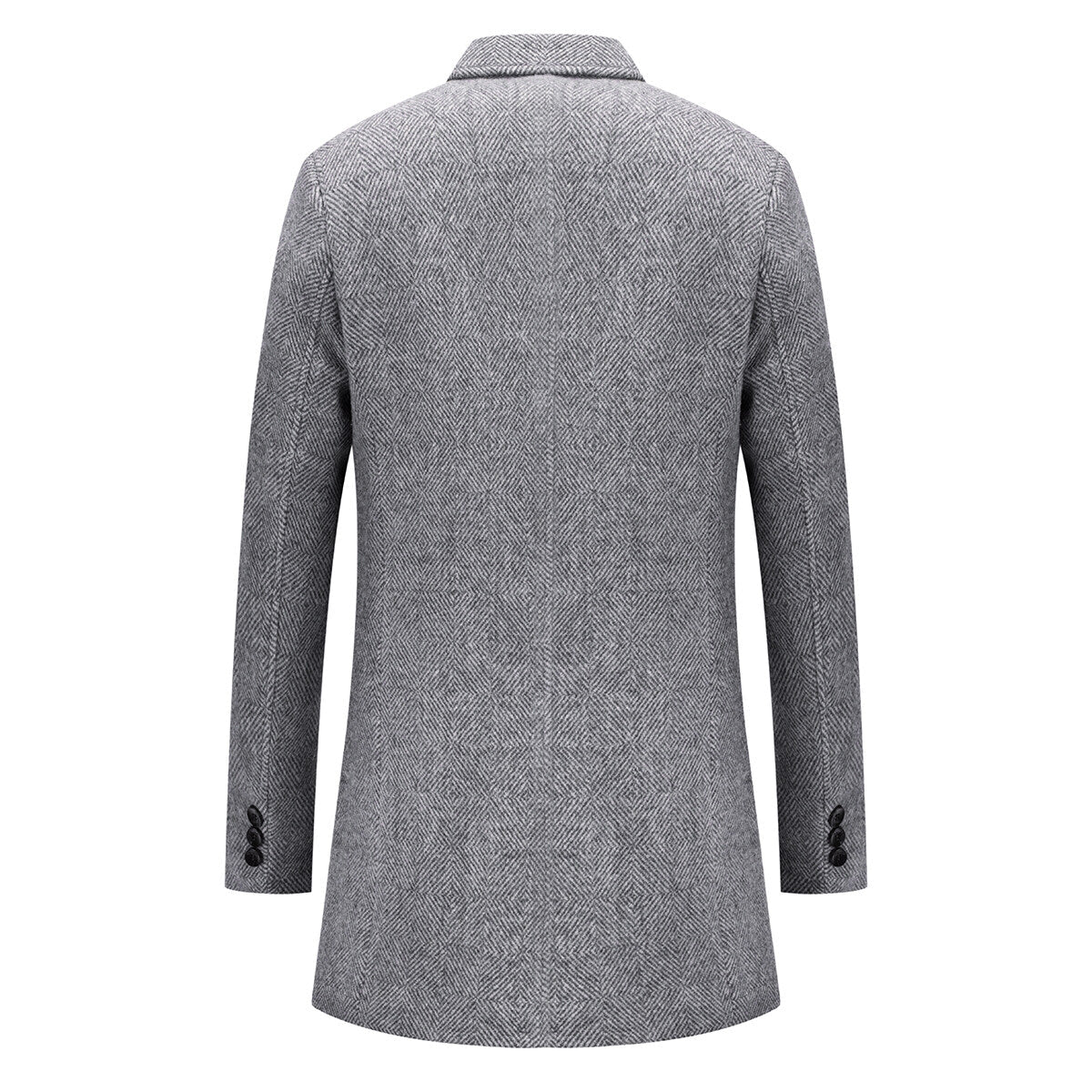 YFFUSHI Mens Knitted Wool Coat Windproof Solid Color Lapel Long Coat
