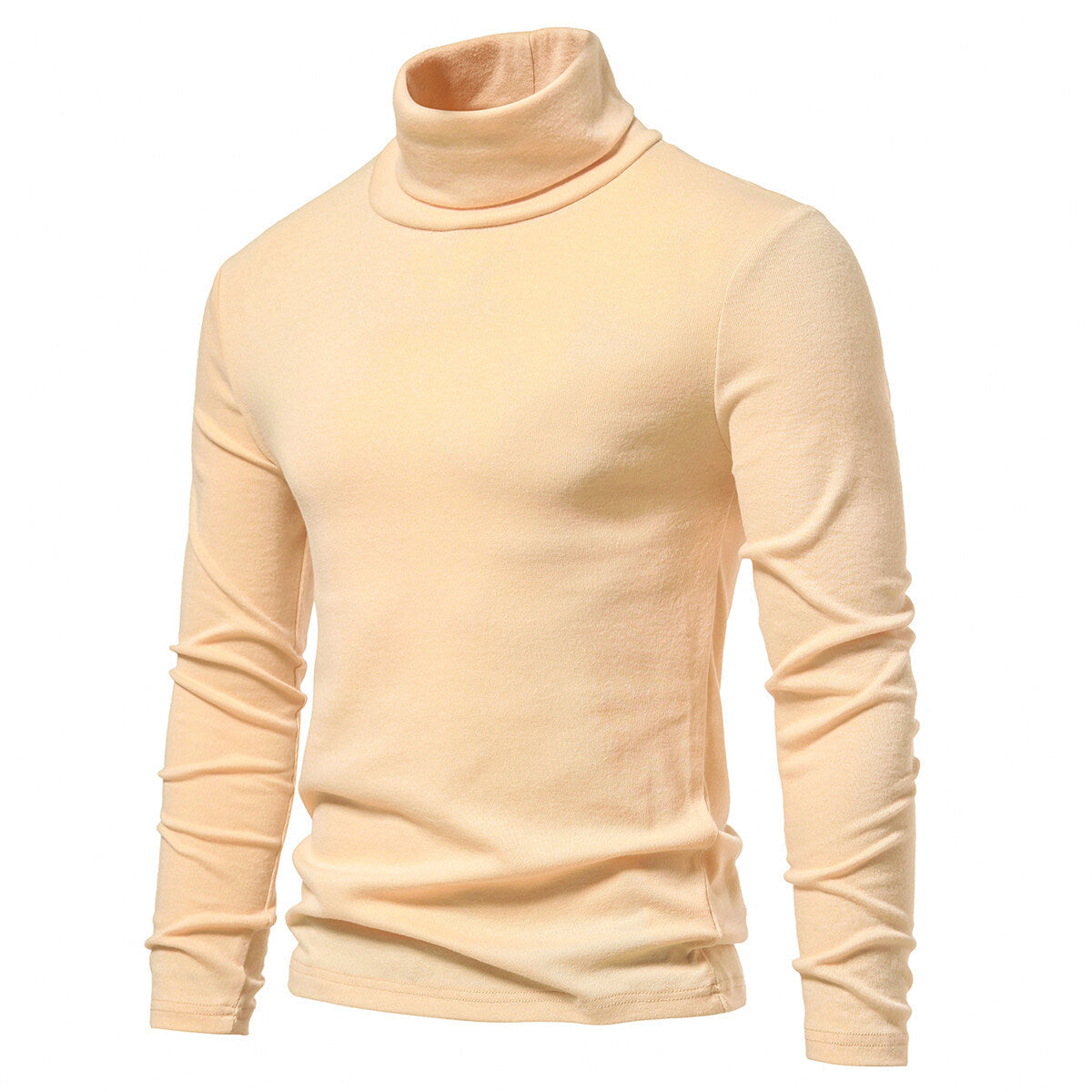 YFFUSHI Mens Turtleneck Casual Daily Solid Color Slim Fit Pullover Shirt