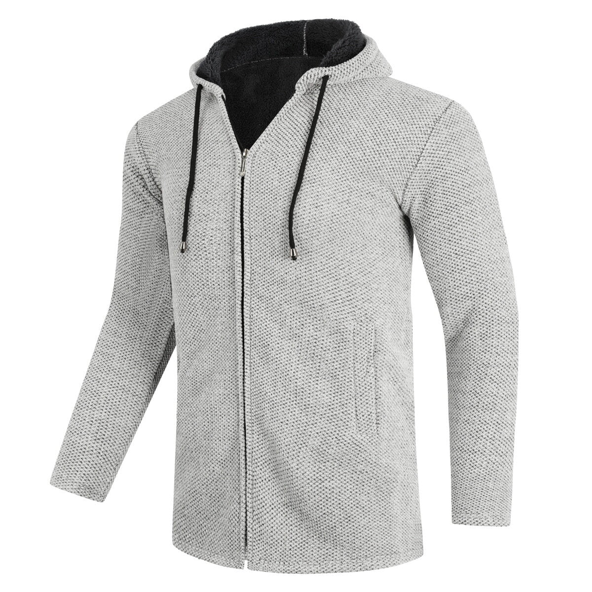 YFFUSHI Mens Hooded Plush Long Cardigan